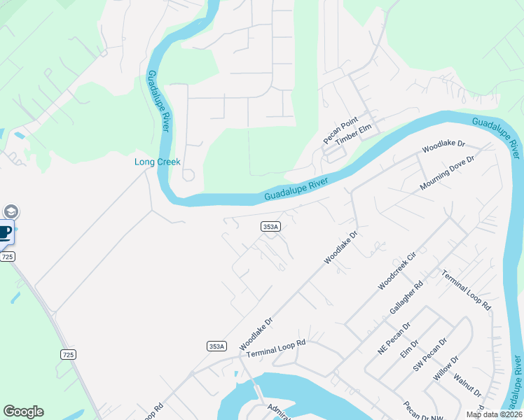 map of restaurants, bars, coffee shops, grocery stores, and more near 166 River Haven Road in McQueeney