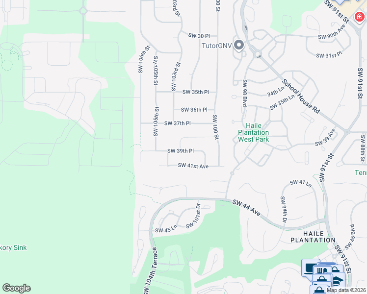 map of restaurants, bars, coffee shops, grocery stores, and more near 10237 Southwest 39th Place in Gainesville