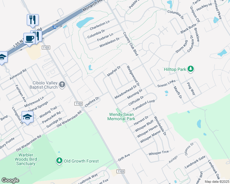 map of restaurants, bars, coffee shops, grocery stores, and more near 4902 Brookhead Lane in Schertz