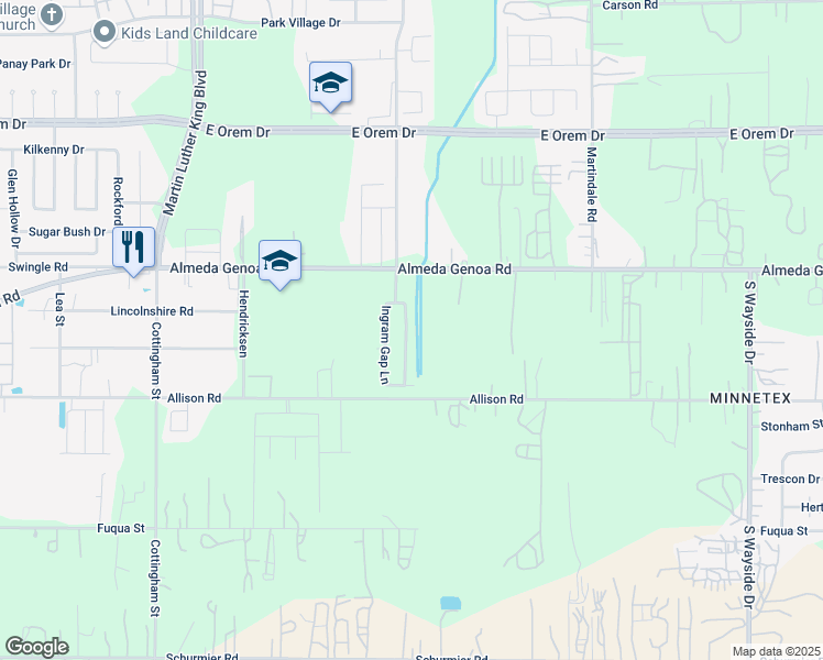 map of restaurants, bars, coffee shops, grocery stores, and more near 13131 Withee Path Lane in Houston