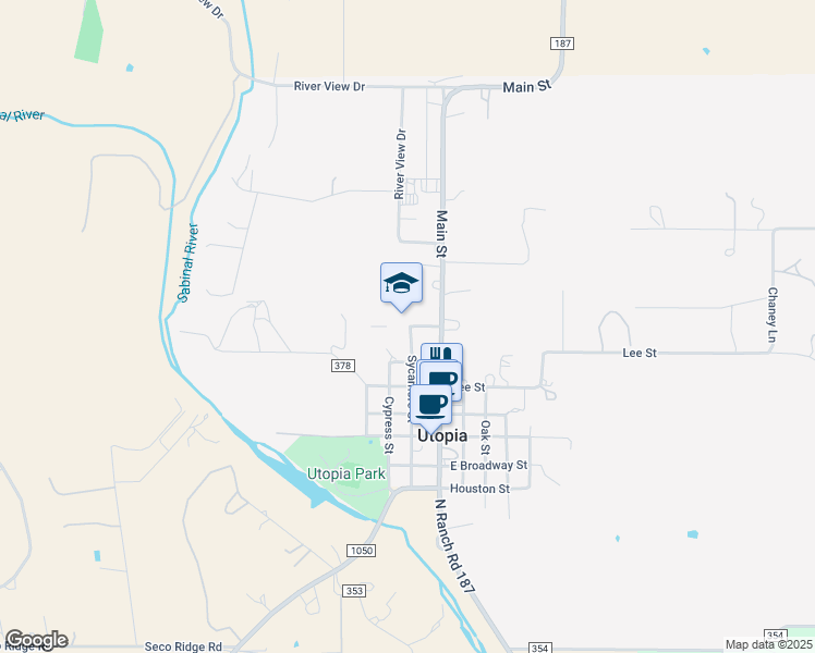map of restaurants, bars, coffee shops, grocery stores, and more near 258 School Street in Utopia