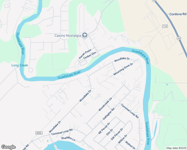 map of restaurants, bars, coffee shops, grocery stores, and more near 505 Woodlake Drive in McQueeney