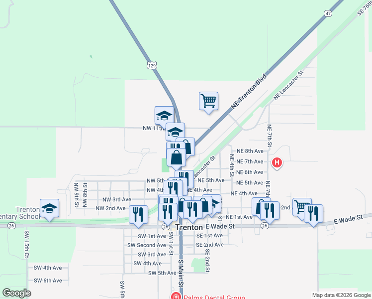 map of restaurants, bars, coffee shops, grocery stores, and more near 934 North Main Street in Trenton