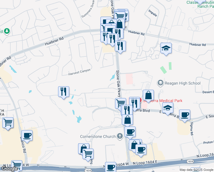map of restaurants, bars, coffee shops, grocery stores, and more near 630 Sweetbrush in San Antonio
