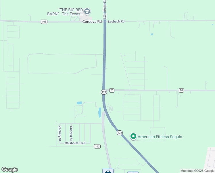 map of restaurants, bars, coffee shops, grocery stores, and more near 3851 Texas 123 in Seguin