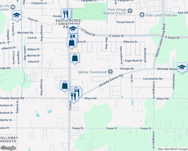map of restaurants, bars, coffee shops, grocery stores, and more near 4219 Richmeadow Drive in Houston