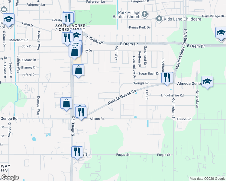 map of restaurants, bars, coffee shops, grocery stores, and more near 4327 Richmeadow Drive in Houston