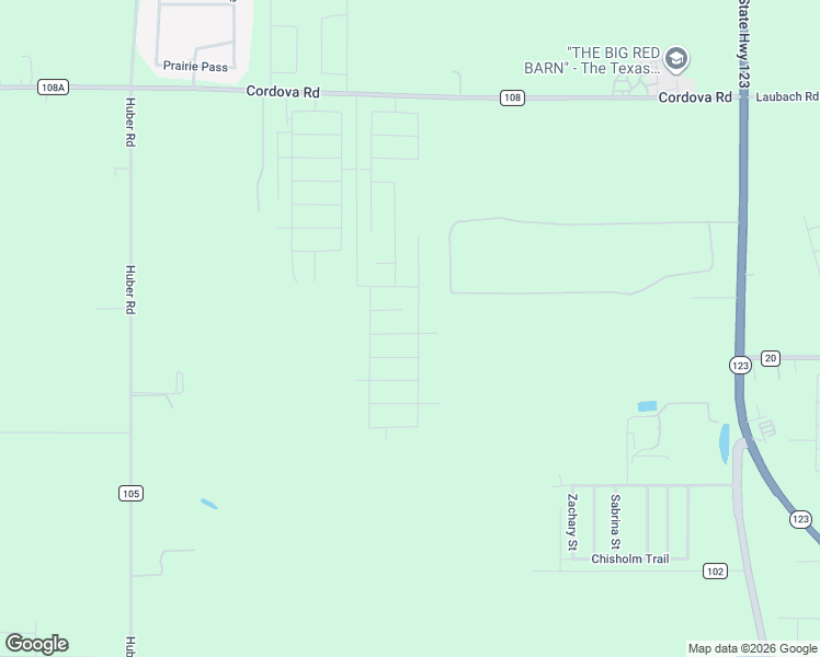 map of restaurants, bars, coffee shops, grocery stores, and more near 1010 County Road 108A in Seguin