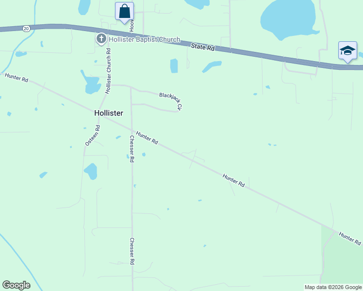 map of restaurants, bars, coffee shops, grocery stores, and more near 728 Hunter Road in Palatka