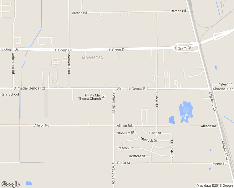 map of restaurants, bars, coffee shops, grocery stores, and more near 5900 Almeda-Genoa Road in Houston