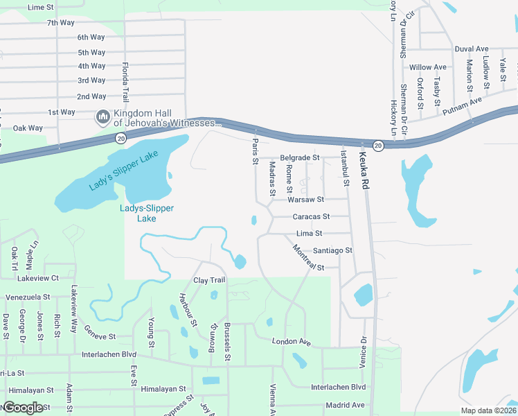 map of restaurants, bars, coffee shops, grocery stores, and more near 119 Madras Street in Interlachen