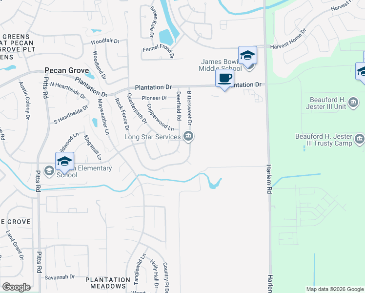 map of restaurants, bars, coffee shops, grocery stores, and more near 1202 Bittersweet Drive in Richmond