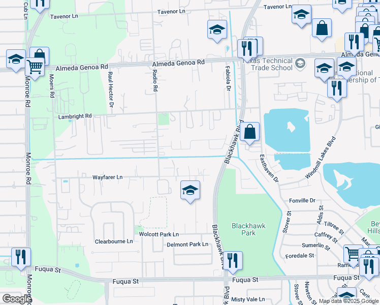 map of restaurants, bars, coffee shops, grocery stores, and more near 9054 Clearwood Landing Boulevard in Houston