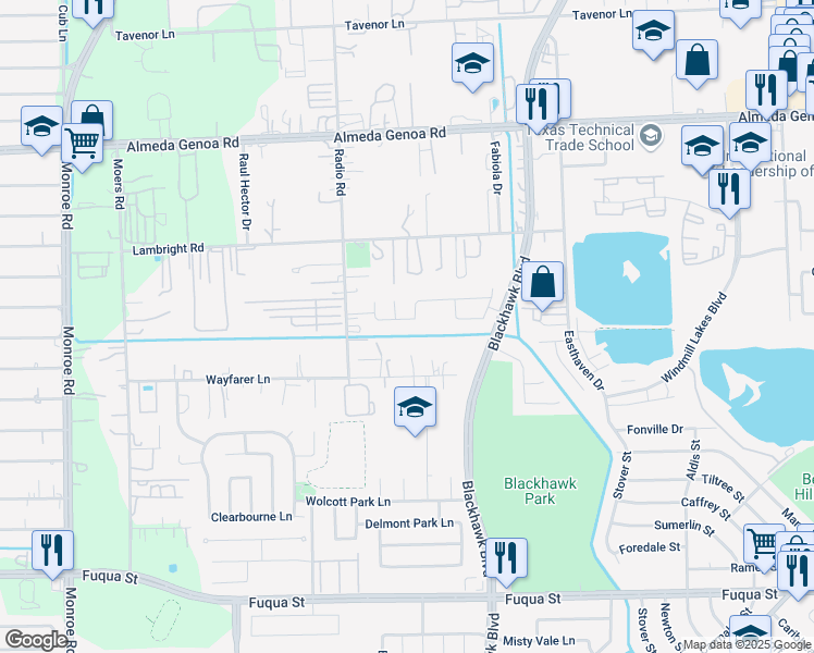 map of restaurants, bars, coffee shops, grocery stores, and more near 9054 Clearwood Landing Boulevard in Houston
