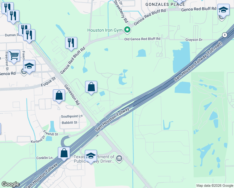 map of restaurants, bars, coffee shops, grocery stores, and more near in Houston