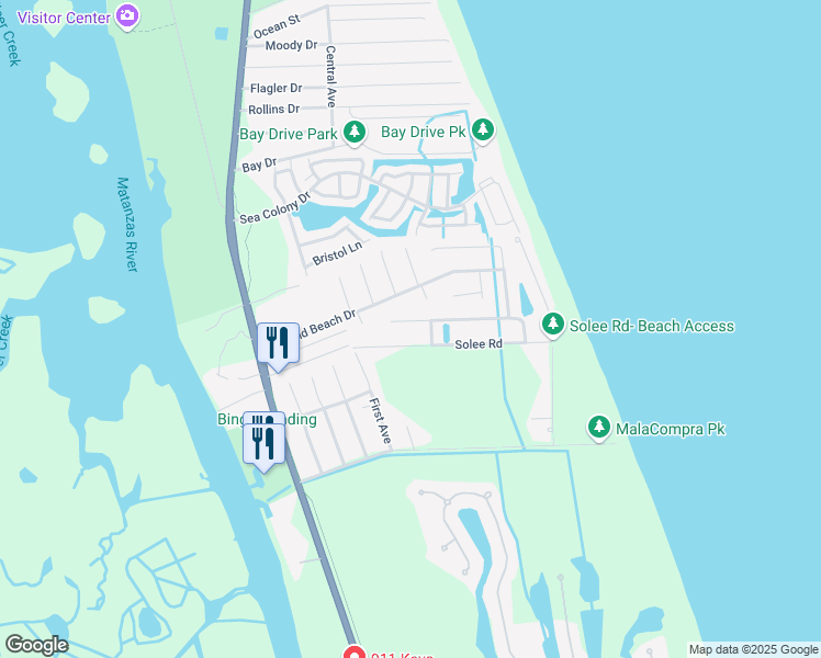 map of restaurants, bars, coffee shops, grocery stores, and more near 38 Cottonwood Trail in Palm Coast