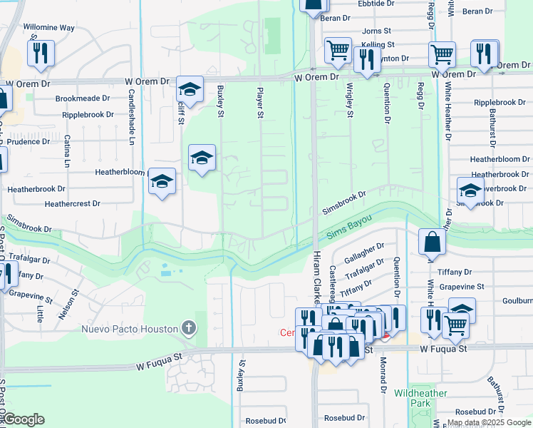 map of restaurants, bars, coffee shops, grocery stores, and more near 4635 Campeche Drive in Houston
