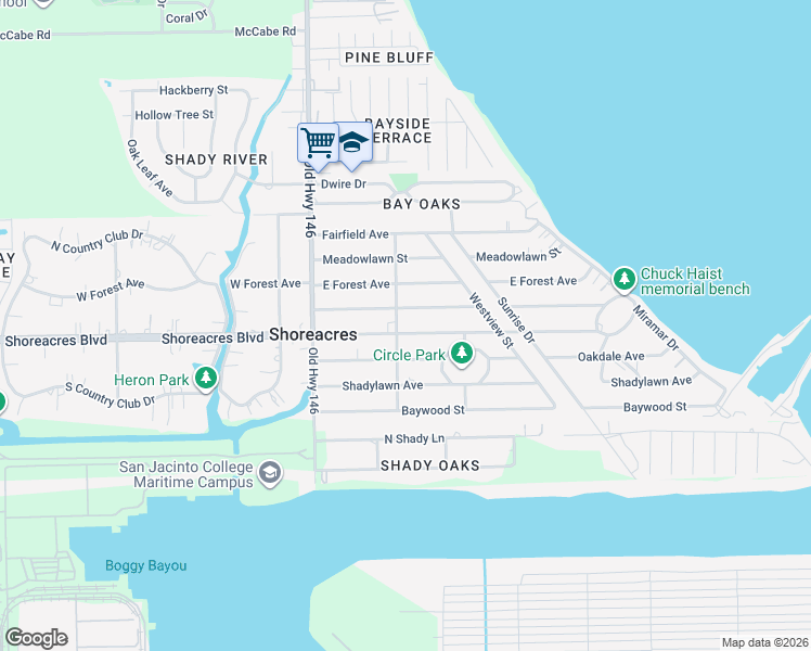 map of restaurants, bars, coffee shops, grocery stores, and more near 538 Shore Acres Boulevard in La Porte