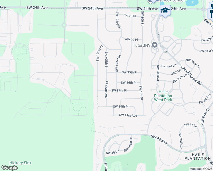 map of restaurants, bars, coffee shops, grocery stores, and more near 3721 Southwest 105th Street in Gainesville