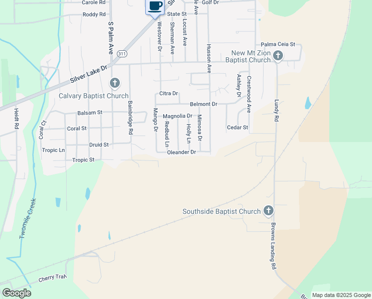 map of restaurants, bars, coffee shops, grocery stores, and more near 232 Holly Lane in Palatka