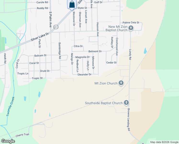 map of restaurants, bars, coffee shops, grocery stores, and more near 232 Holly Lane in Palatka