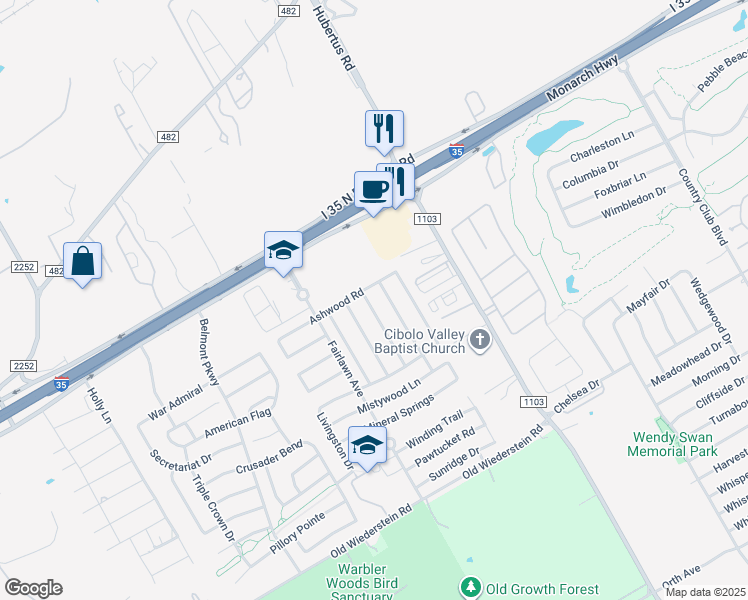 map of restaurants, bars, coffee shops, grocery stores, and more near 749 Fountain Gate in Schertz