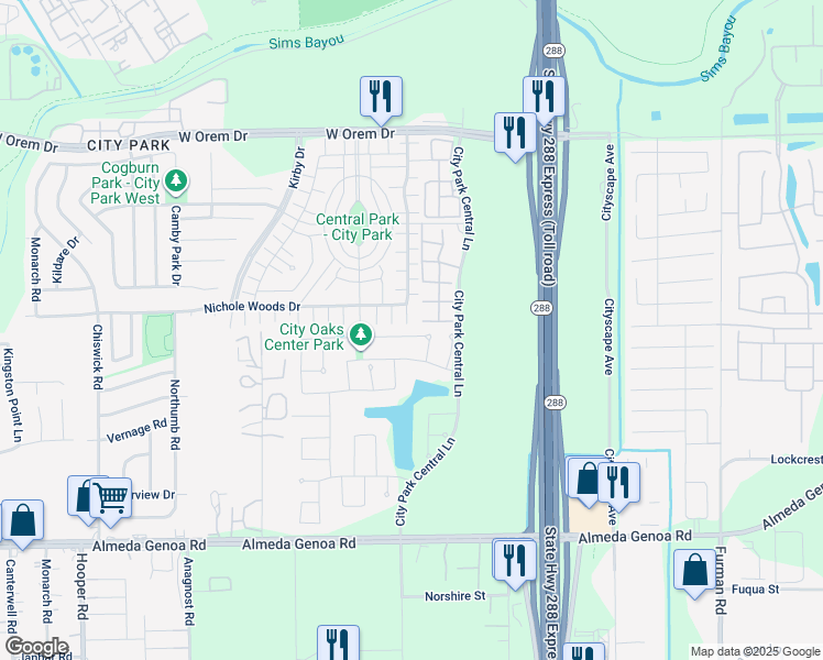 map of restaurants, bars, coffee shops, grocery stores, and more near 1519 Summer City Drive in Houston