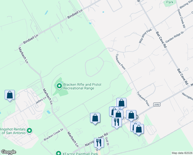 map of restaurants, bars, coffee shops, grocery stores, and more near 8207 Wild Wind Park in Garden Ridge
