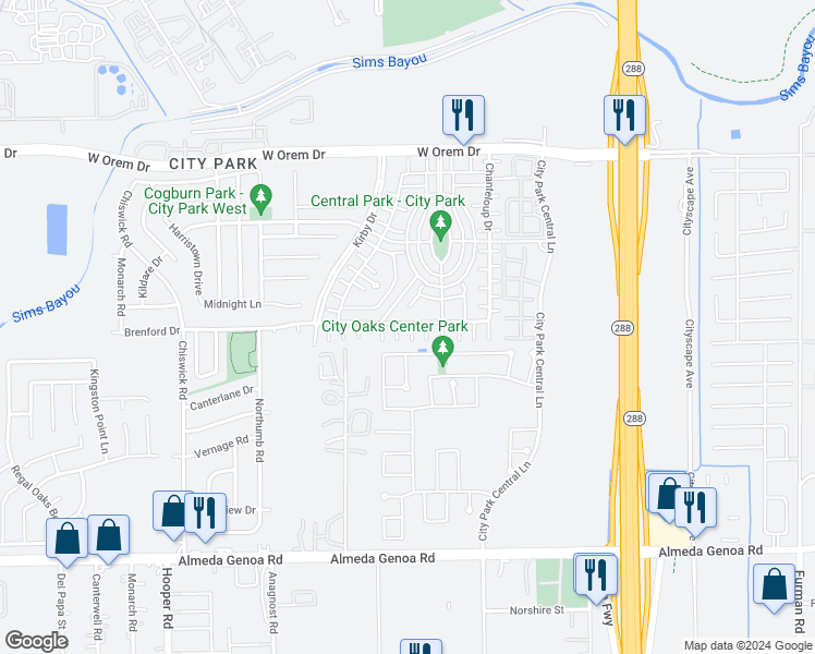 map of restaurants, bars, coffee shops, grocery stores, and more near 1661 Nichole Woods Drive in Houston