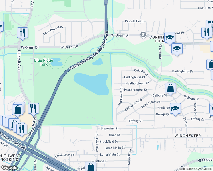 map of restaurants, bars, coffee shops, grocery stores, and more near in Houston