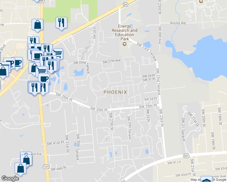 map of restaurants, bars, coffee shops, grocery stores, and more near in Gainesville