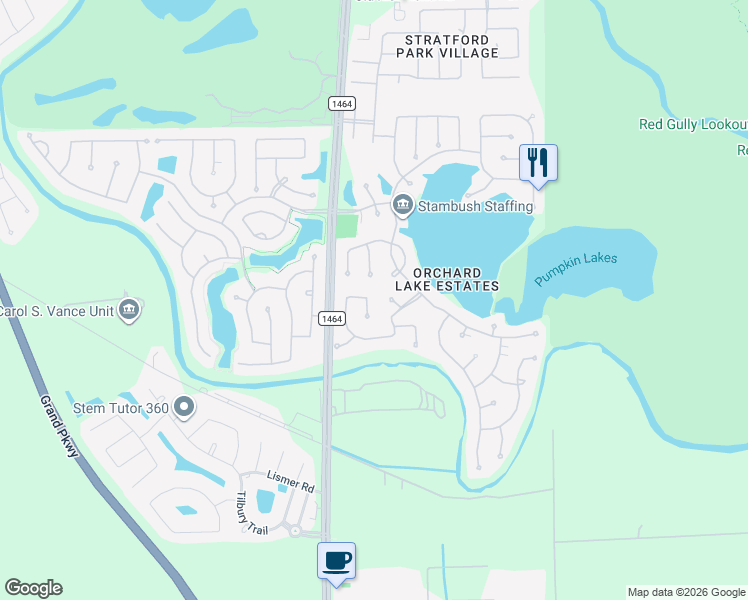 map of restaurants, bars, coffee shops, grocery stores, and more near 13307 Sun Canyon Ct in Sugar Land