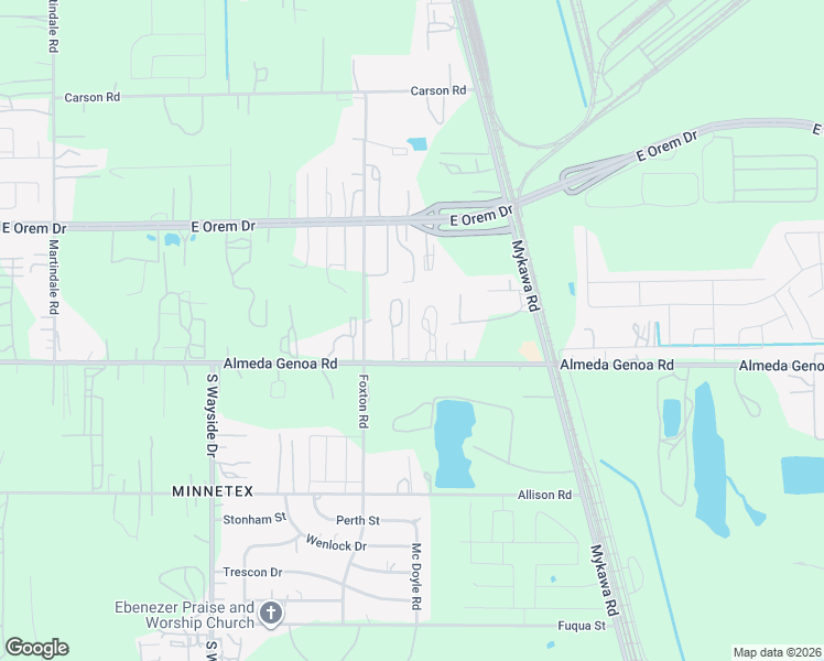 map of restaurants, bars, coffee shops, grocery stores, and more near 6241 Almeda-Genoa Road in Houston