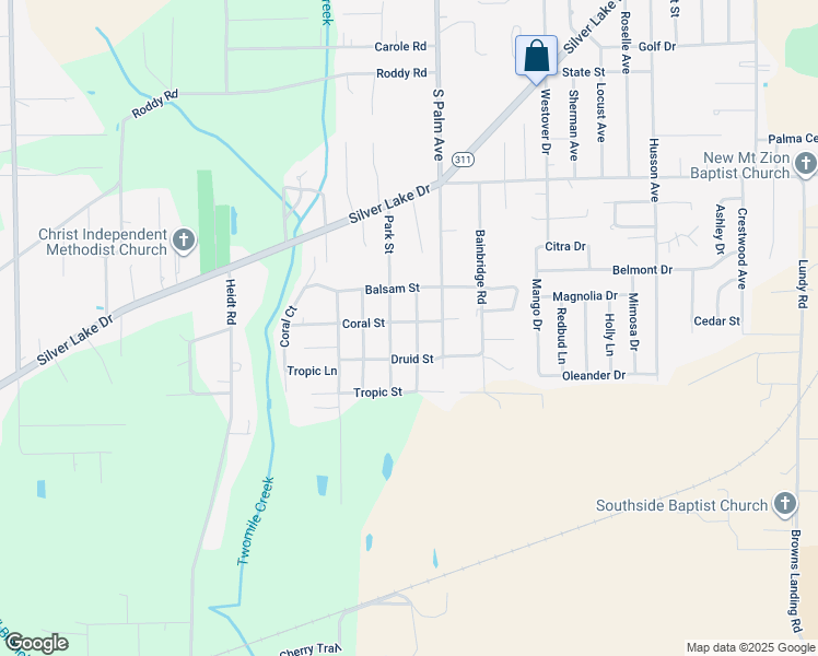 map of restaurants, bars, coffee shops, grocery stores, and more near 3506 Whitehall Street in Palatka