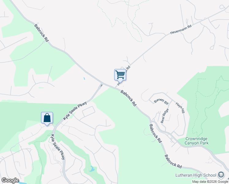 map of restaurants, bars, coffee shops, grocery stores, and more near 19389 Babcock Road in San Antonio