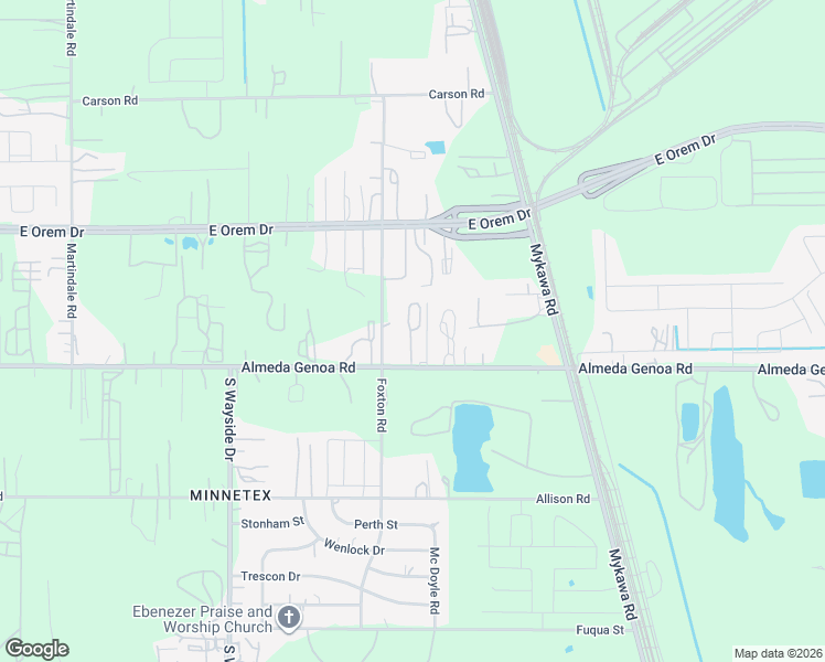 map of restaurants, bars, coffee shops, grocery stores, and more near 6241 Almeda-Genoa Road in Houston