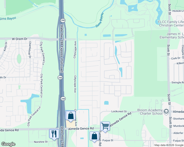 map of restaurants, bars, coffee shops, grocery stores, and more near 2651 Skyview Knoll Court in Houston