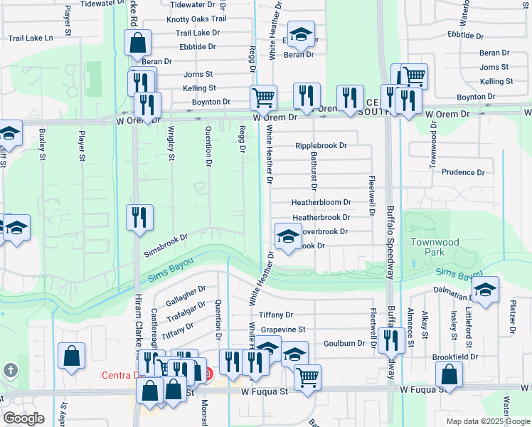 map of restaurants, bars, coffee shops, grocery stores, and more near 4018 Cloverbrook Drive in Houston
