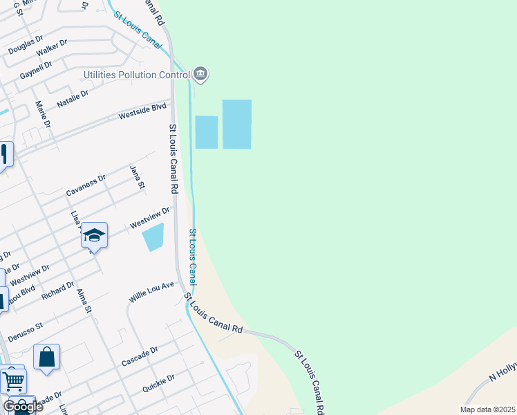 map of restaurants, bars, coffee shops, grocery stores, and more near 1894 Saint Louis Canal Road in Houma