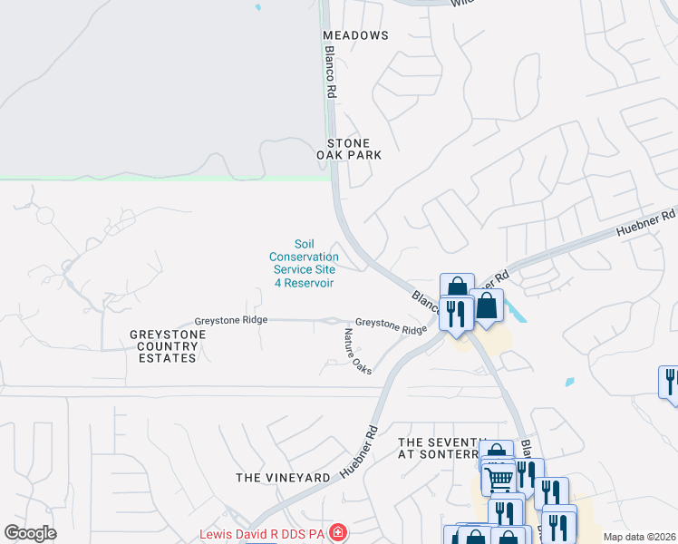 map of restaurants, bars, coffee shops, grocery stores, and more near 1439 Melanie Circle in San Antonio