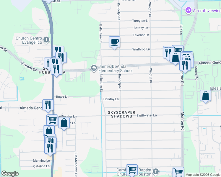 map of restaurants, bars, coffee shops, grocery stores, and more near 8014 Gulick Lane in Houston
