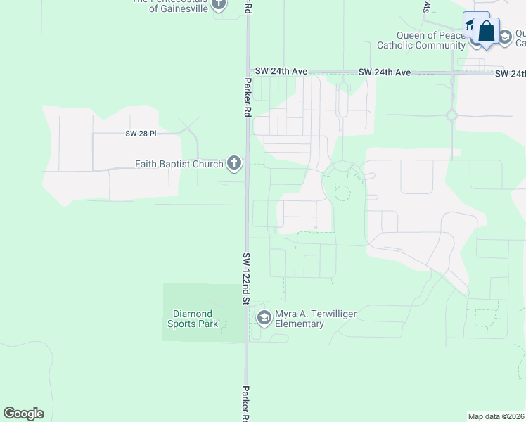 map of restaurants, bars, coffee shops, grocery stores, and more near 3997-3999 Southwest 122nd Street in Archer