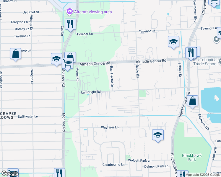 map of restaurants, bars, coffee shops, grocery stores, and more near 9918 Raul Hector Drive in Houston