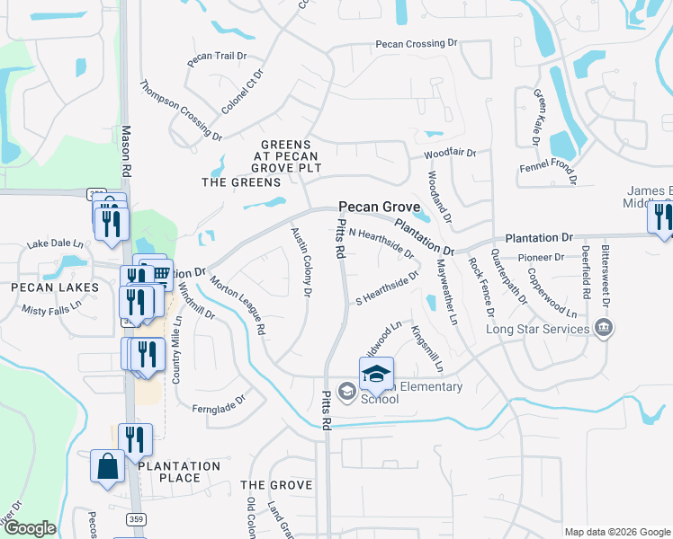 map of restaurants, bars, coffee shops, grocery stores, and more near 1710 Miraglen Court in Richmond