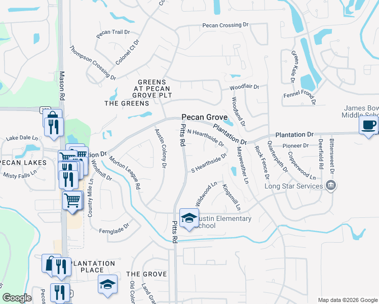 map of restaurants, bars, coffee shops, grocery stores, and more near 1710 Miraglen Court in Richmond