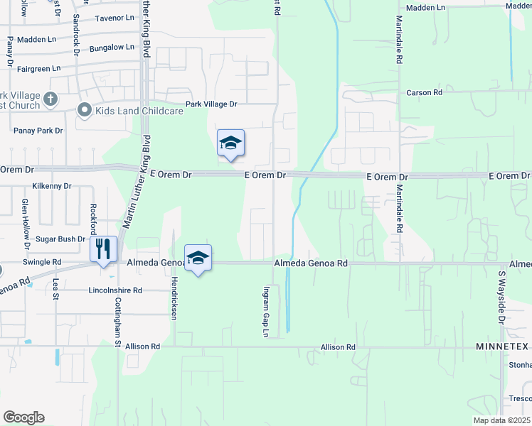 map of restaurants, bars, coffee shops, grocery stores, and more near 5108 Frisch Street in Houston