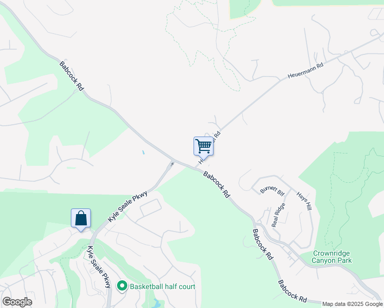 map of restaurants, bars, coffee shops, grocery stores, and more near 19414 Babcock Road in San Antonio