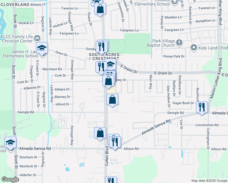 map of restaurants, bars, coffee shops, grocery stores, and more near 12810 Cape Hyannis Drive in Houston