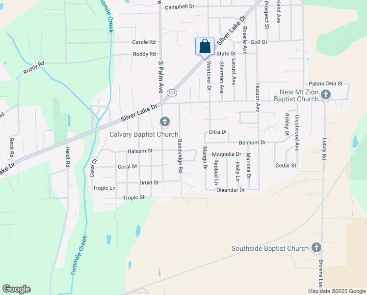 map of restaurants, bars, coffee shops, grocery stores, and more near 3123 Bainbridge Road in Palatka