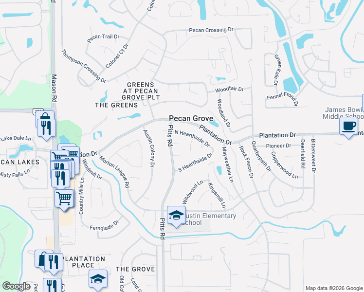 map of restaurants, bars, coffee shops, grocery stores, and more near 1710 Miraglen Court in Richmond